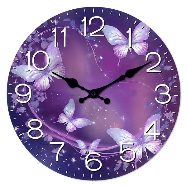Silent Butterfly Wall Clock for Home and Office Decoration - Perfect for Living Room Bedroom Kitchen - Easter New Year W250107