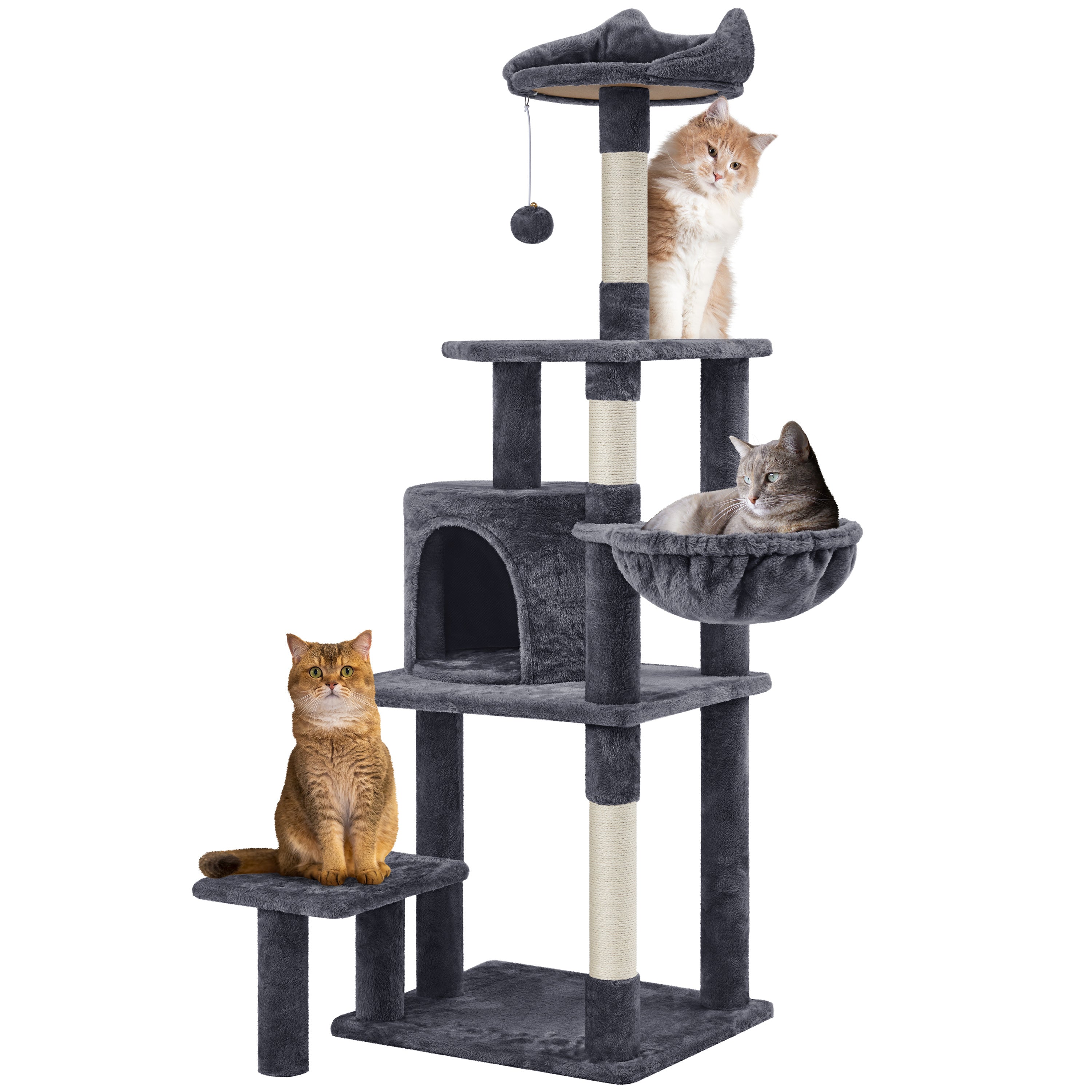 TEMU 57in Large Cat Tree, Multi-level Cat Tower With Top Perch,condo, Scratching Posts And Dangling Ball For Indoor Cat