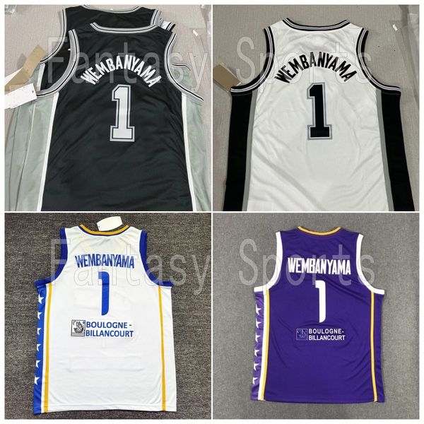 Victor Wembanyama France Basketball Jersey Metropolitans 92 Wembanyama Black White Purple Shirts Classic Maillot de Basketball
