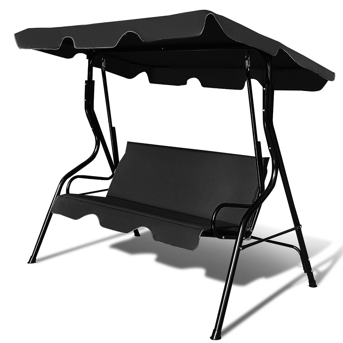 3-Seat Cushioned Patio Canopy Glider Swing - Costway Patio 3 Seats Canopy S
