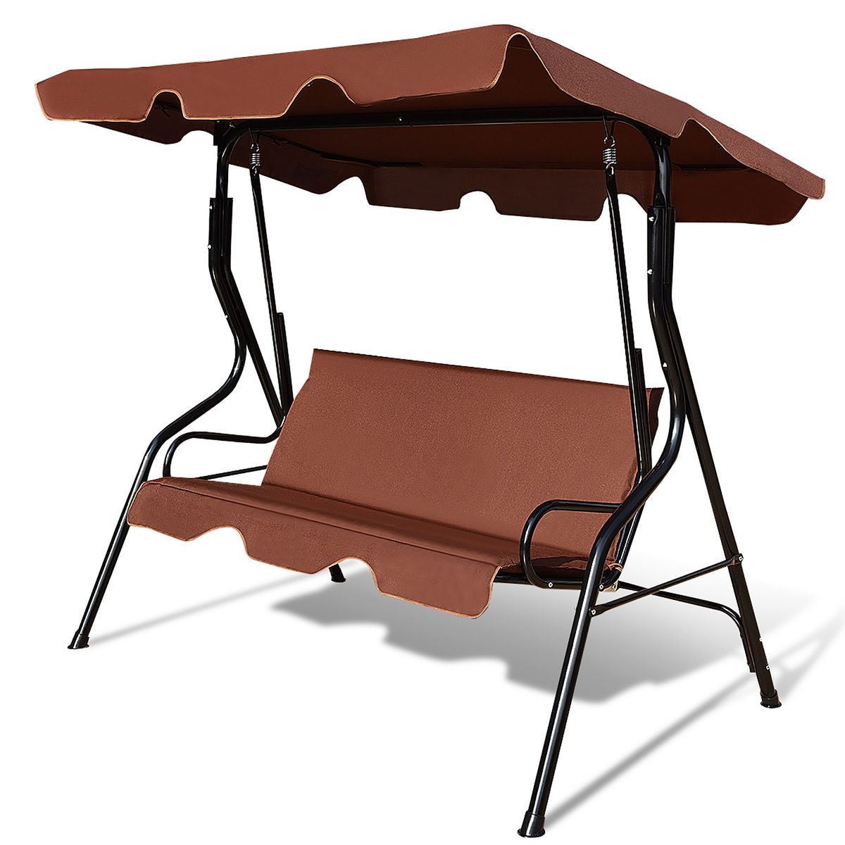 3-Seat Cushioned Patio Canopy Glider Swing - Costway 3 Seats Patio Canopy S