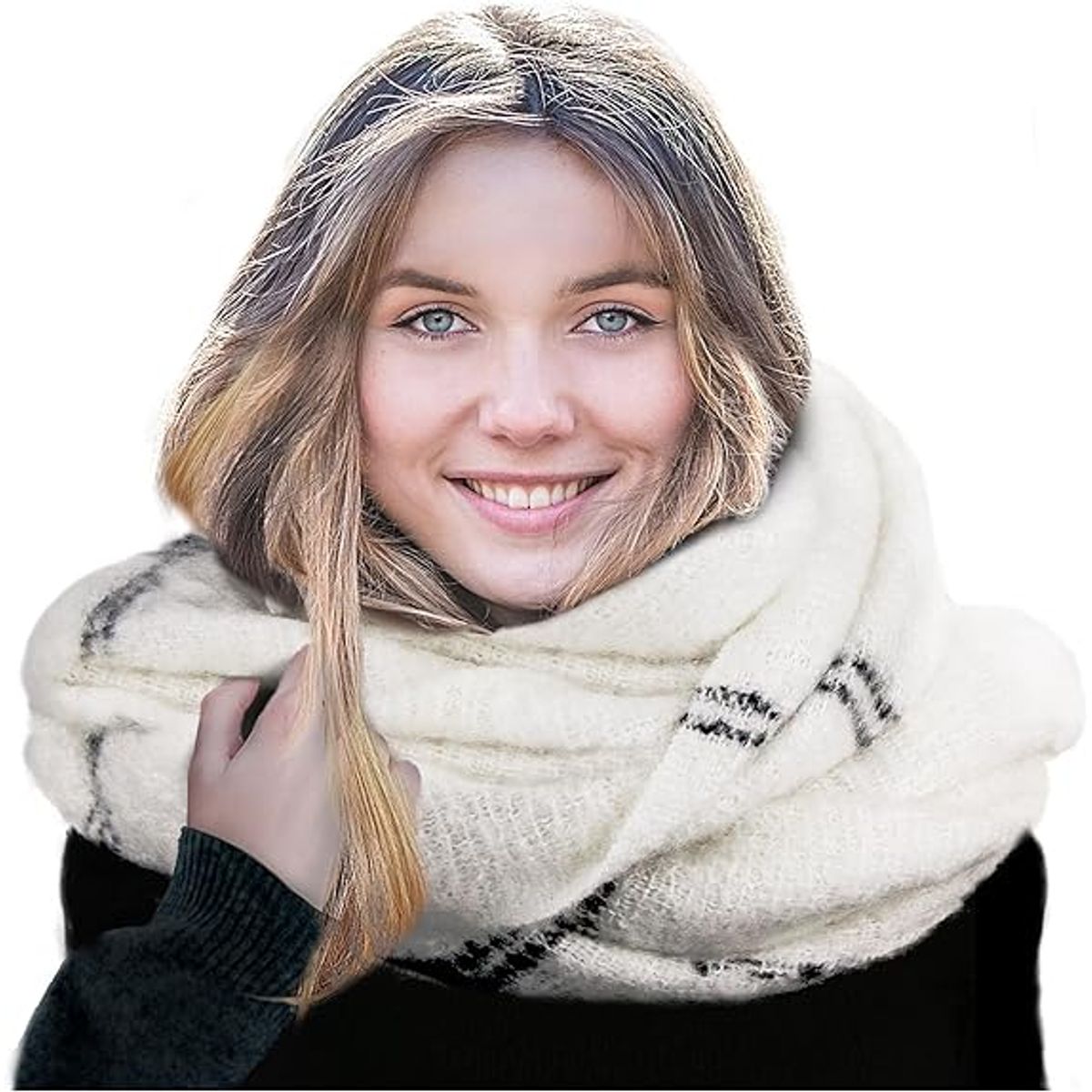 Women's Pashmina Plaid Blanket Scarves - Women Scarf Shawls and Wraps Ivory