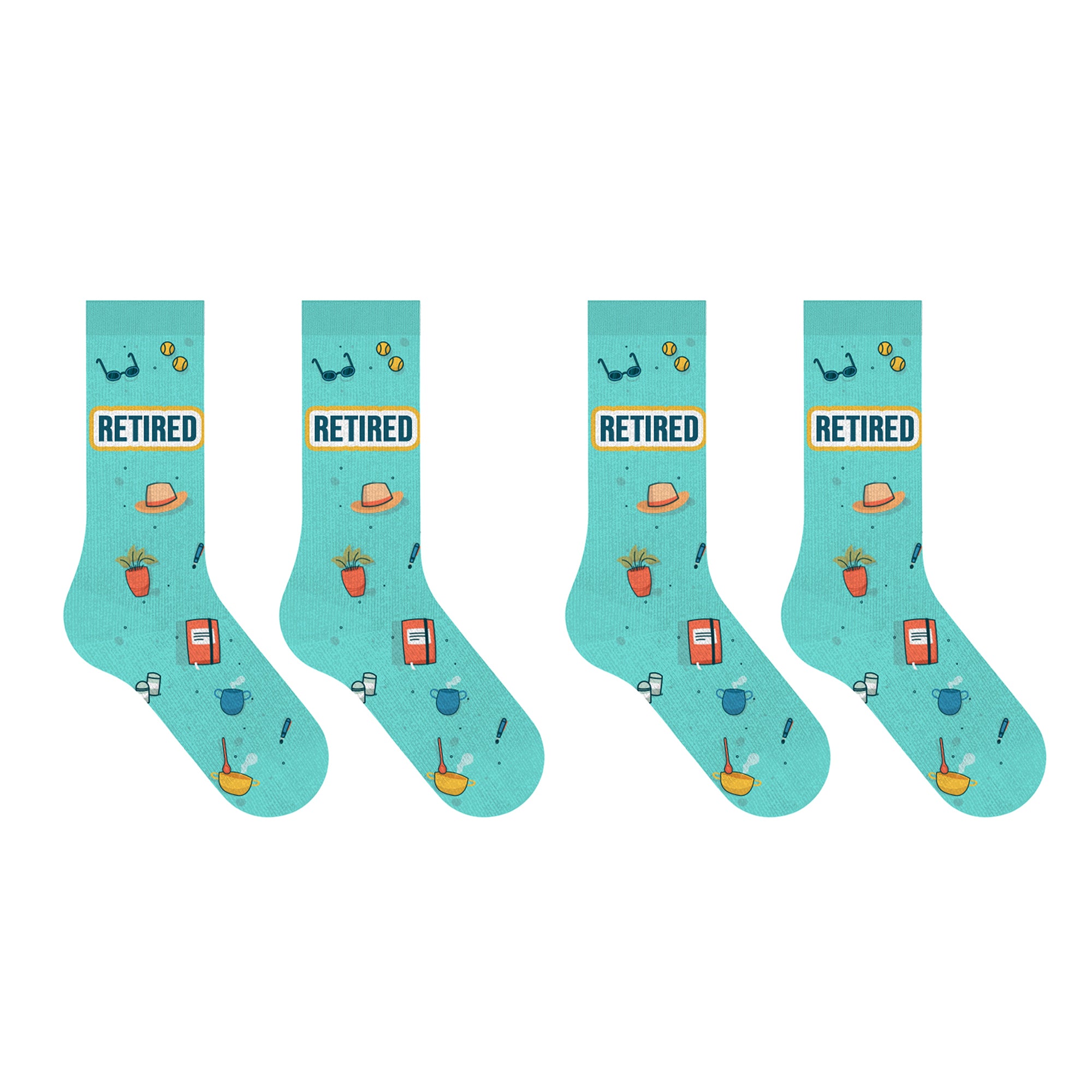 Greeting Card with Fun Crew Length Novelty Socks (2-Pack) - Retirement