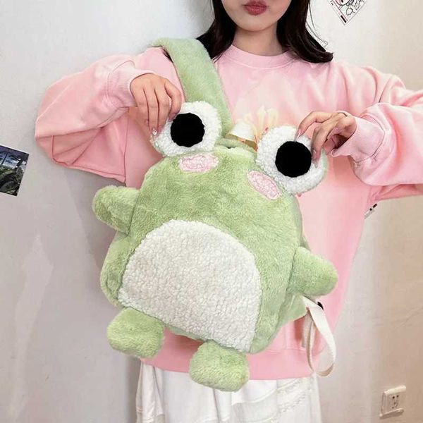Cute Plush Bag Versatile Campus Infantry Pack Conspicuous Bag Funny Toy Figurine Frog Backpack Parent Child BagXJ241219