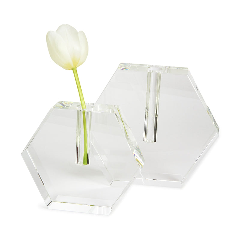 Tizo Crystal Clear Hexagon Flat Vase, Large