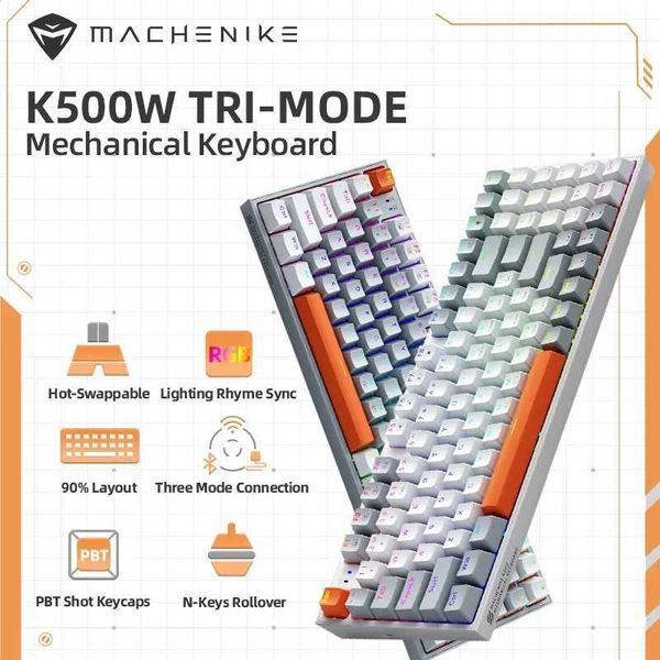 Henike K500W Wireless Mechanical Keyboard Hot Swap the third mock examination 94 Key RGB Backlit Game Keyboard Y241126