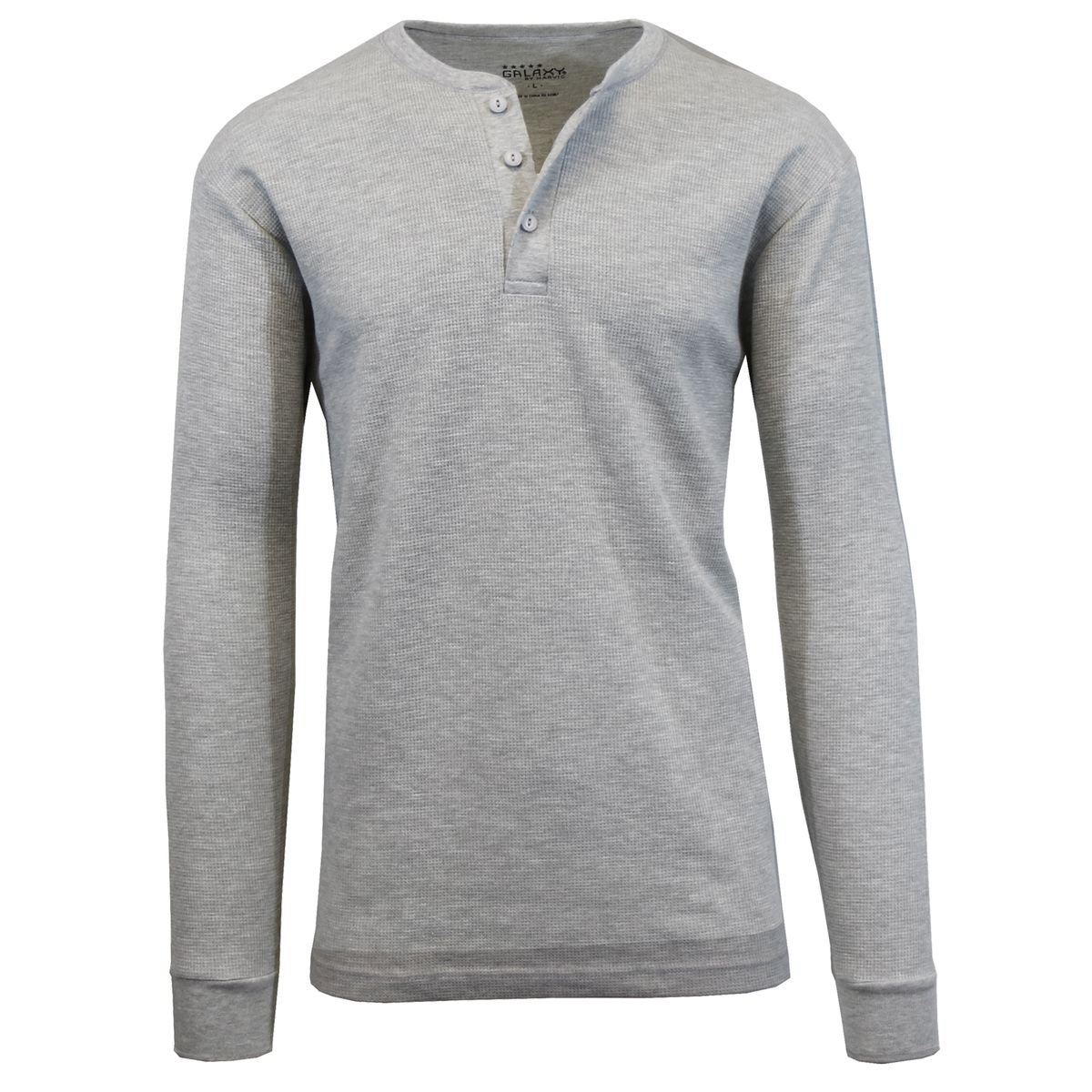 Men's Long Sleeve Henley Thermal Shirts (1 or 2-Pack) - Medium - Heather Grey