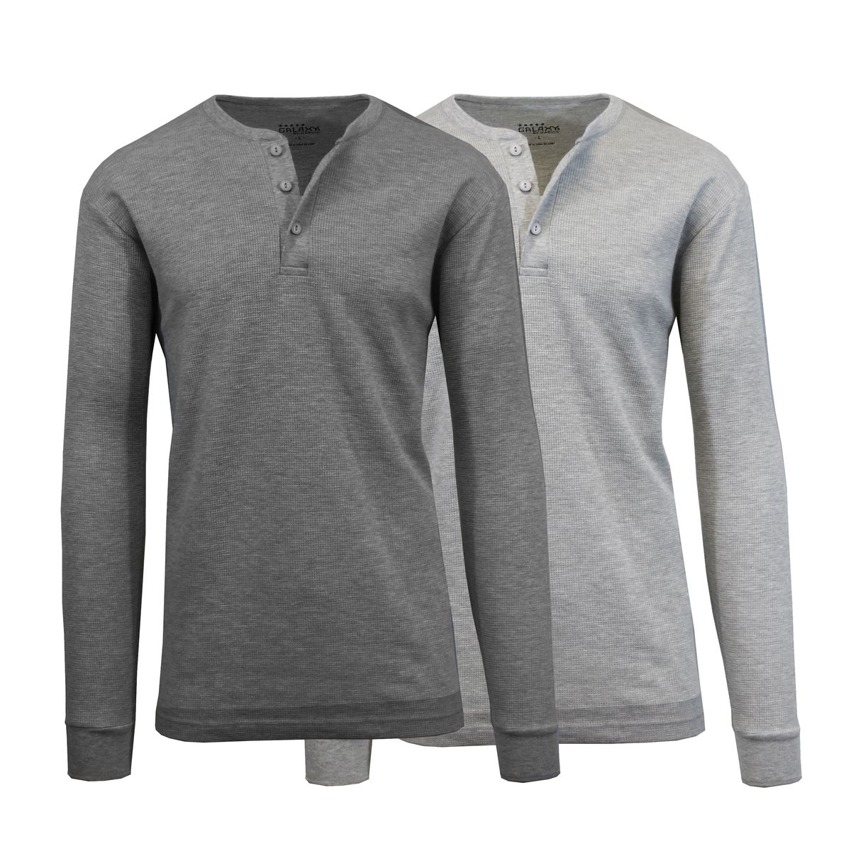 Men's Long Sleeve Henley Thermal Shirts (1 or 2-Pack) - Small - Charcoal + Grey