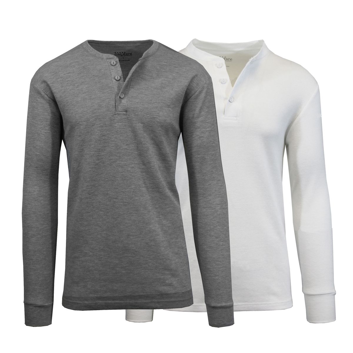 Men's Long Sleeve Henley Thermal Shirts (1 or 2-Pack) - Small - Charcoal + White