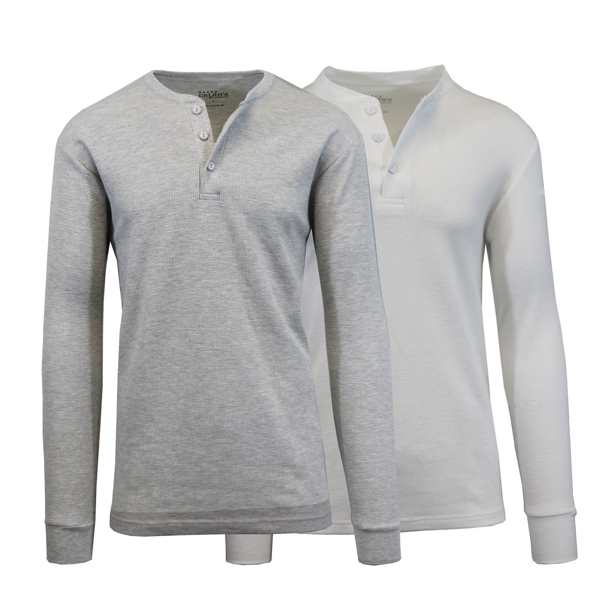 Men's Long Sleeve Henley Thermal Shirts (1 or 2-Pack) - X-Large - Heather Grey + White