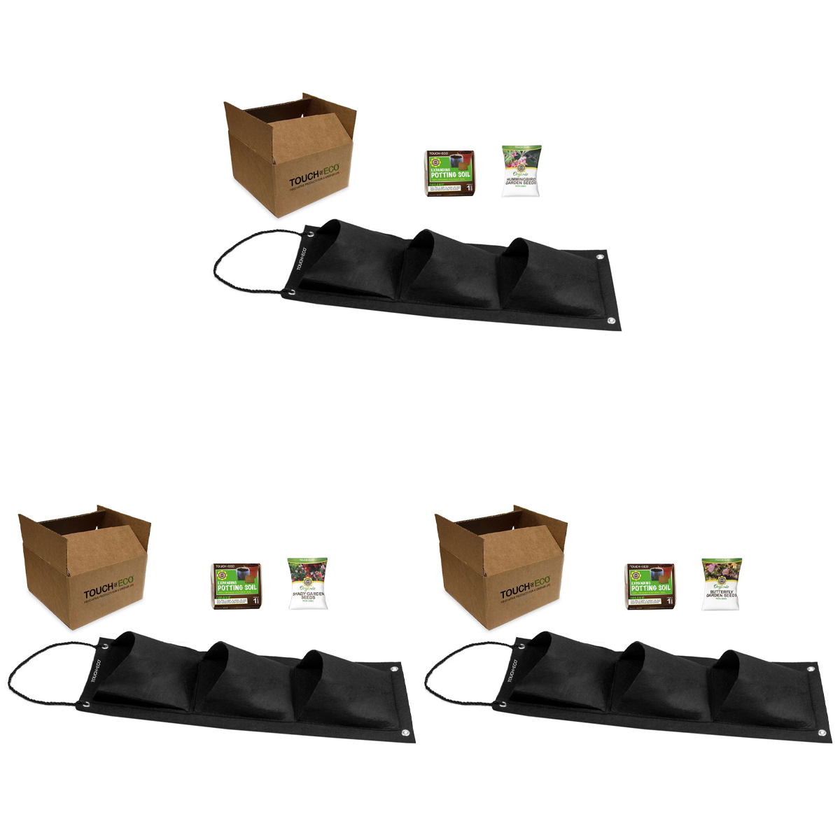 Flower Garden Hanging Planter Bag Set (1- to 3-Pack) - Butterfly, Hummingbird Garden Kit 2-Pack