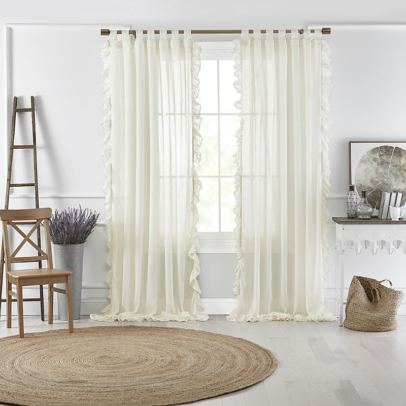 Elrene Home Fashions Bella Tab-Top Ruffle Sheer Window Curtain Panel, 52 x 84