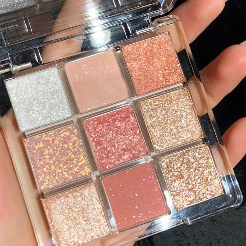 9-color Shiny Shadow Pigments Glitter Eyeshadow Pink Pearly Korean Charming Eye Makeup Palette M250121