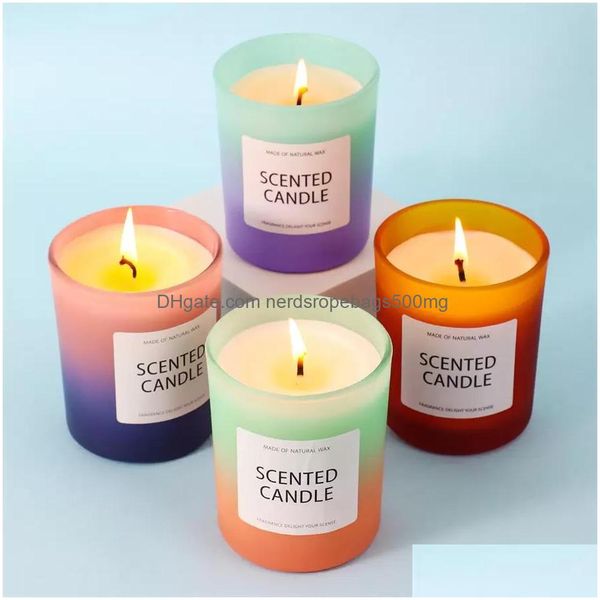 Scented Candle Candles Soy Wax Scented Candle Gradient Glass Smokeless Scenteds Decorative P O Cup Jar Inventory Wholesale Drop Delivery Hom