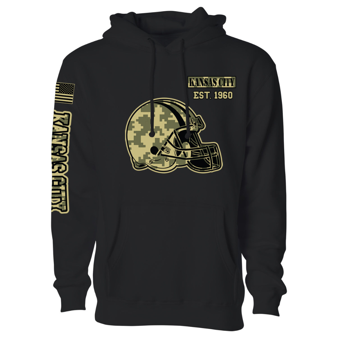 Women's Ultimate Black Camo Football Pullover Hoodie - Kansas City - Black - S