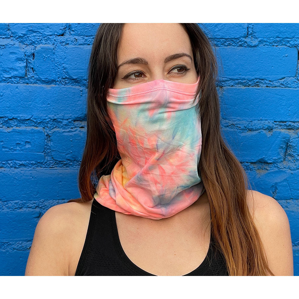 Sports Neck Gaiter Face Mask - Orange Yellow Tie Dye