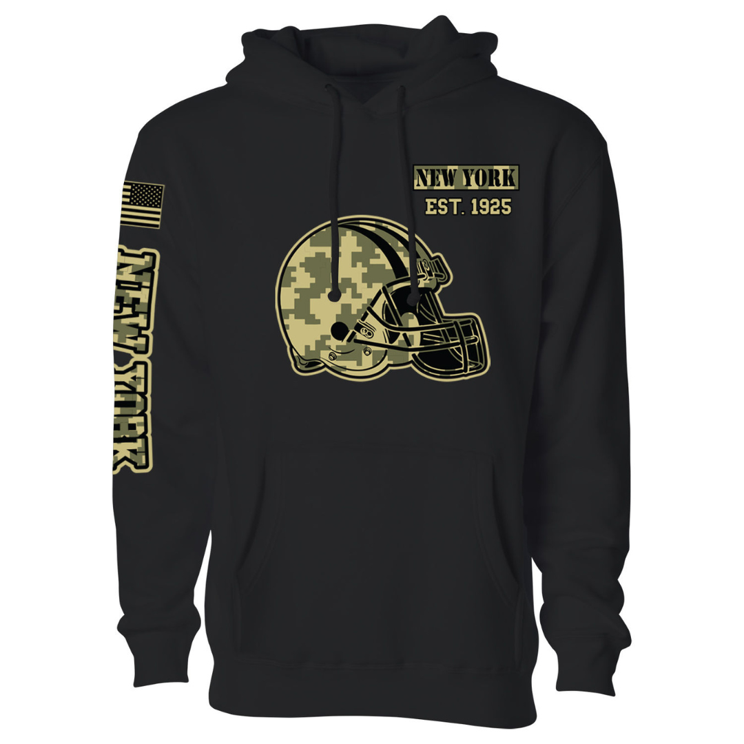 Women's Ultimate Black Camo Football Pullover Hoodie - New York - Black - S