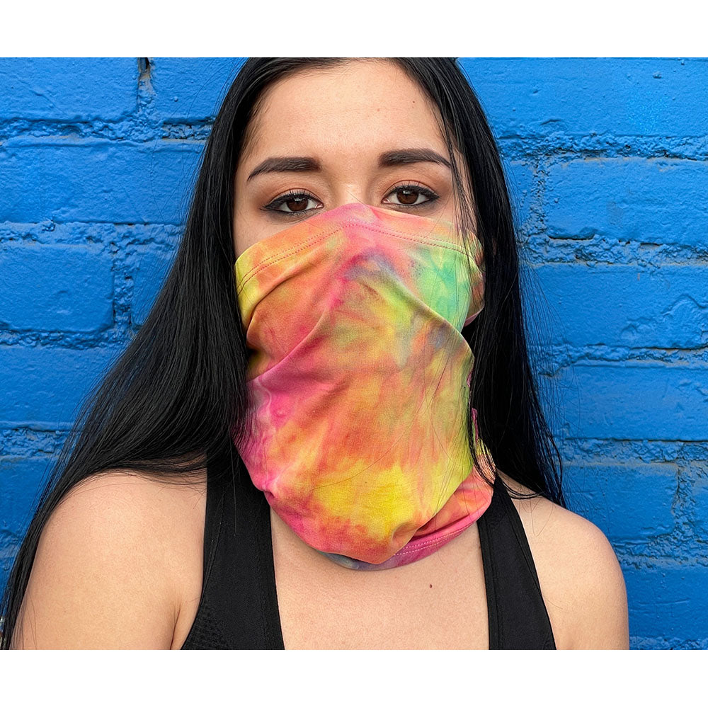 Sports Neck Gaiter Face Mask - Teal Cherry Tie Dye