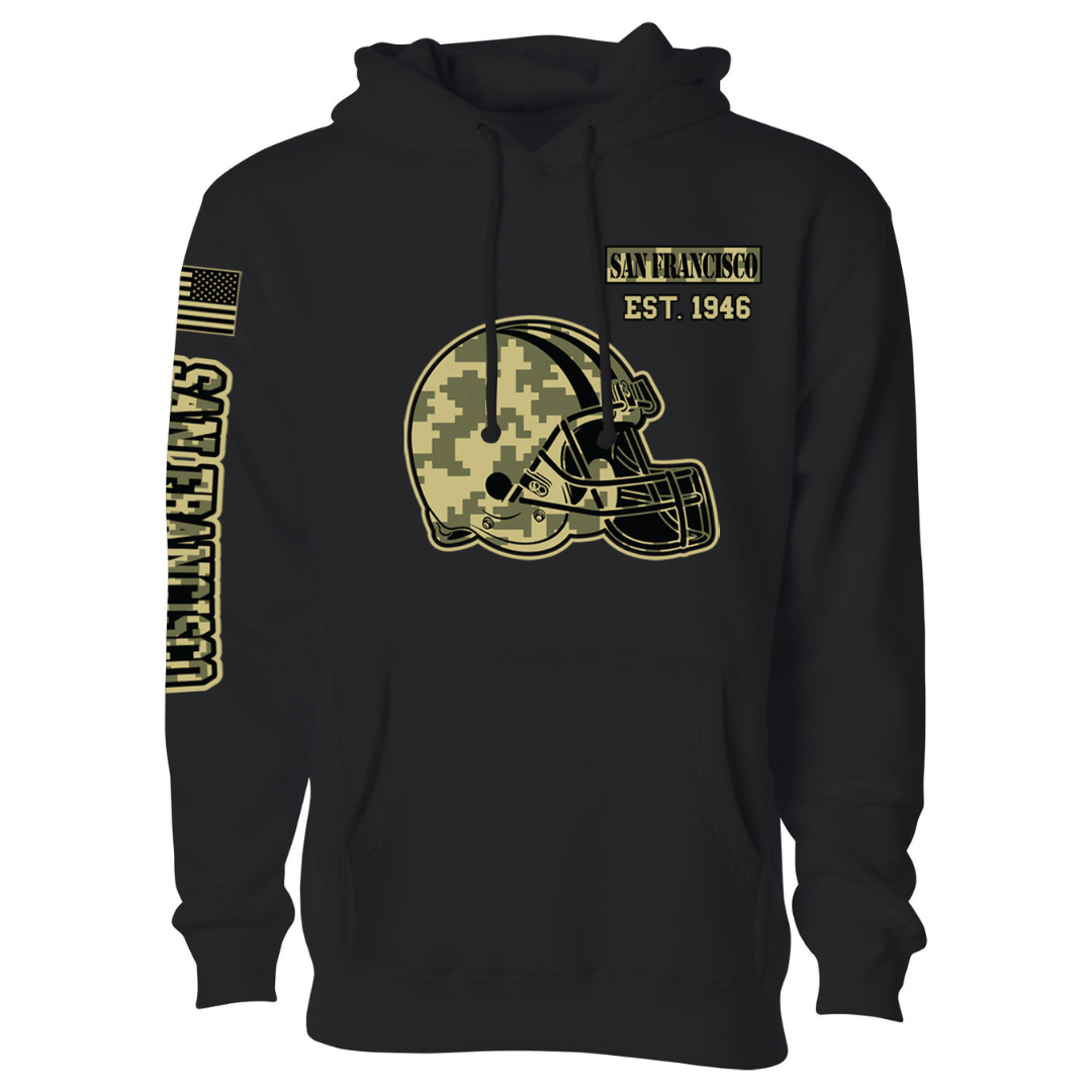 Women's Ultimate Black Camo Football Pullover Hoodie - San Francisco - Black - L