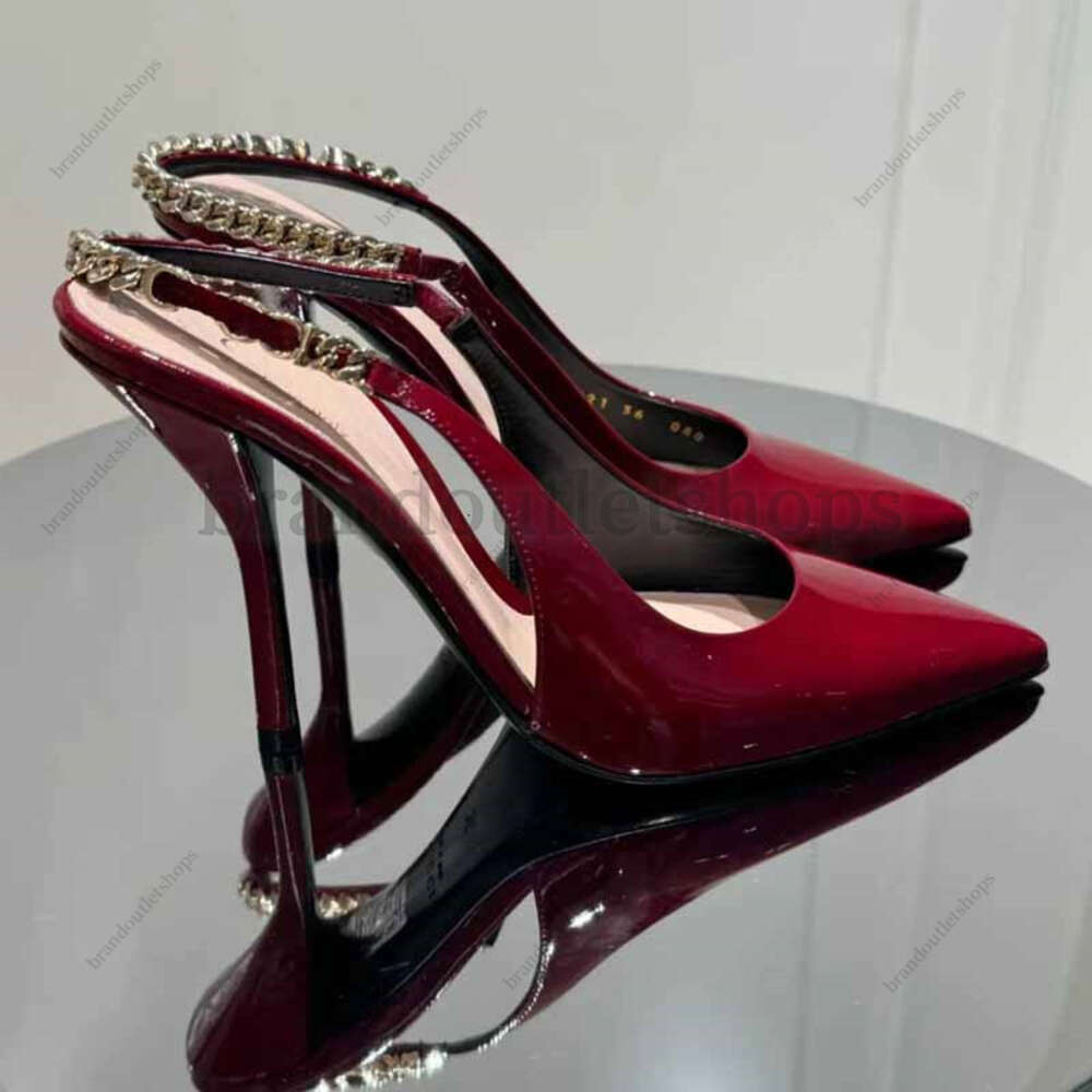 Elegant Brand Signoria Designer Sandals Patent Leather Slingback Wine-red Black Women Shoes Summer High Heels Party Wedding Pointed Toe Lady Pumps e