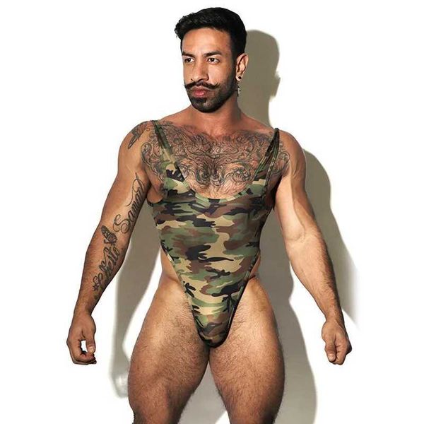 Men Bodysuits Onesies for Adults Man Undershirts Lingerie T-back Gay Jumpsuits Underwear Exotic Playsuits One-piece NightwearXJ241227