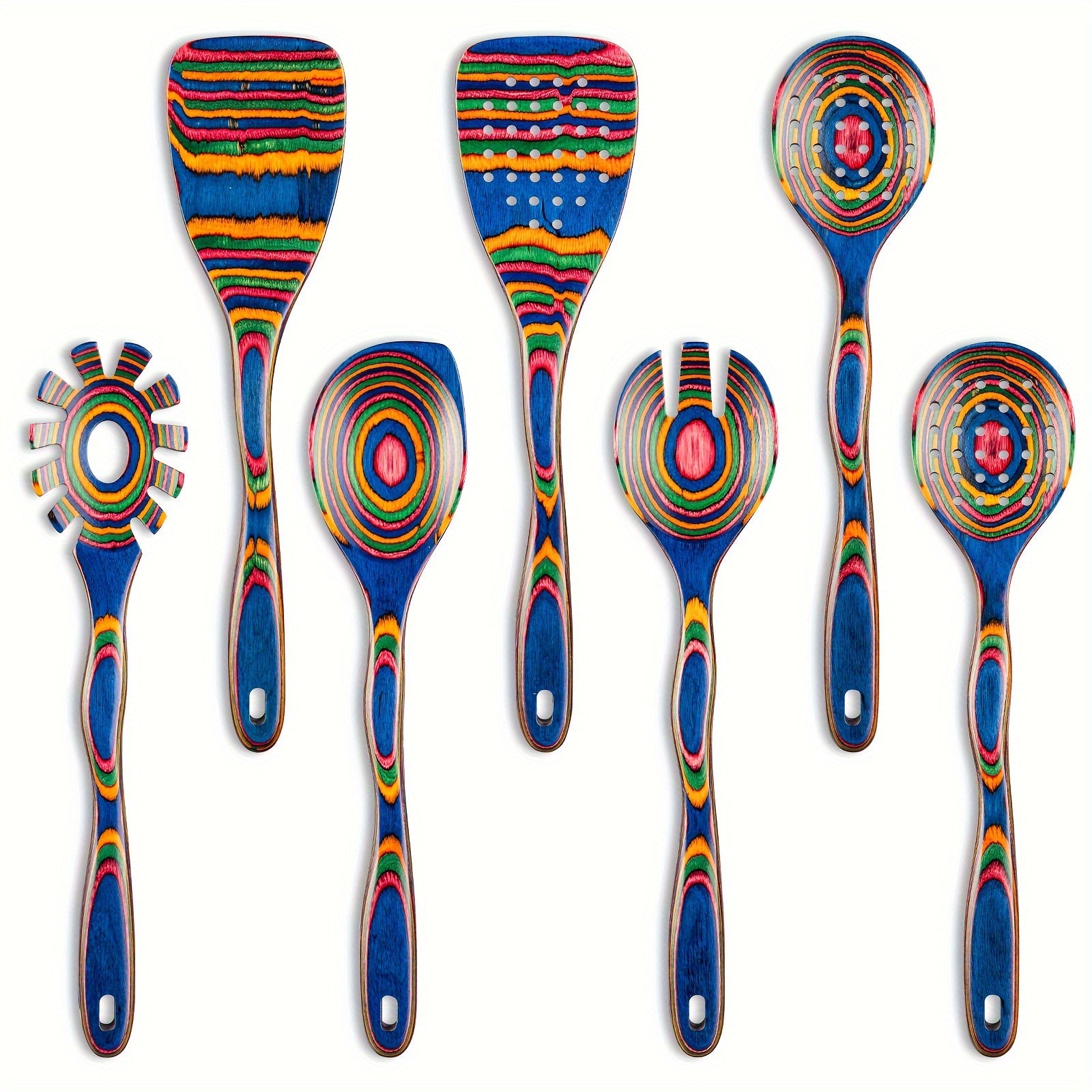 TEMU Pakkawood 7pcs Wooden Cooking Utensils, Wooden Spoons For Cooking, Wooden Utensil Set, Pakkawood Utensils For Cooking - Spoon, Wooden Spoons,
