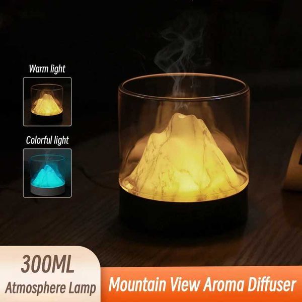 Humidifiers 300ML Mountain Scenery Aromatherapy Essential Oil Diffuser with Night Light Household Appliance Ultrasonic Aromatic Air Humidifi
