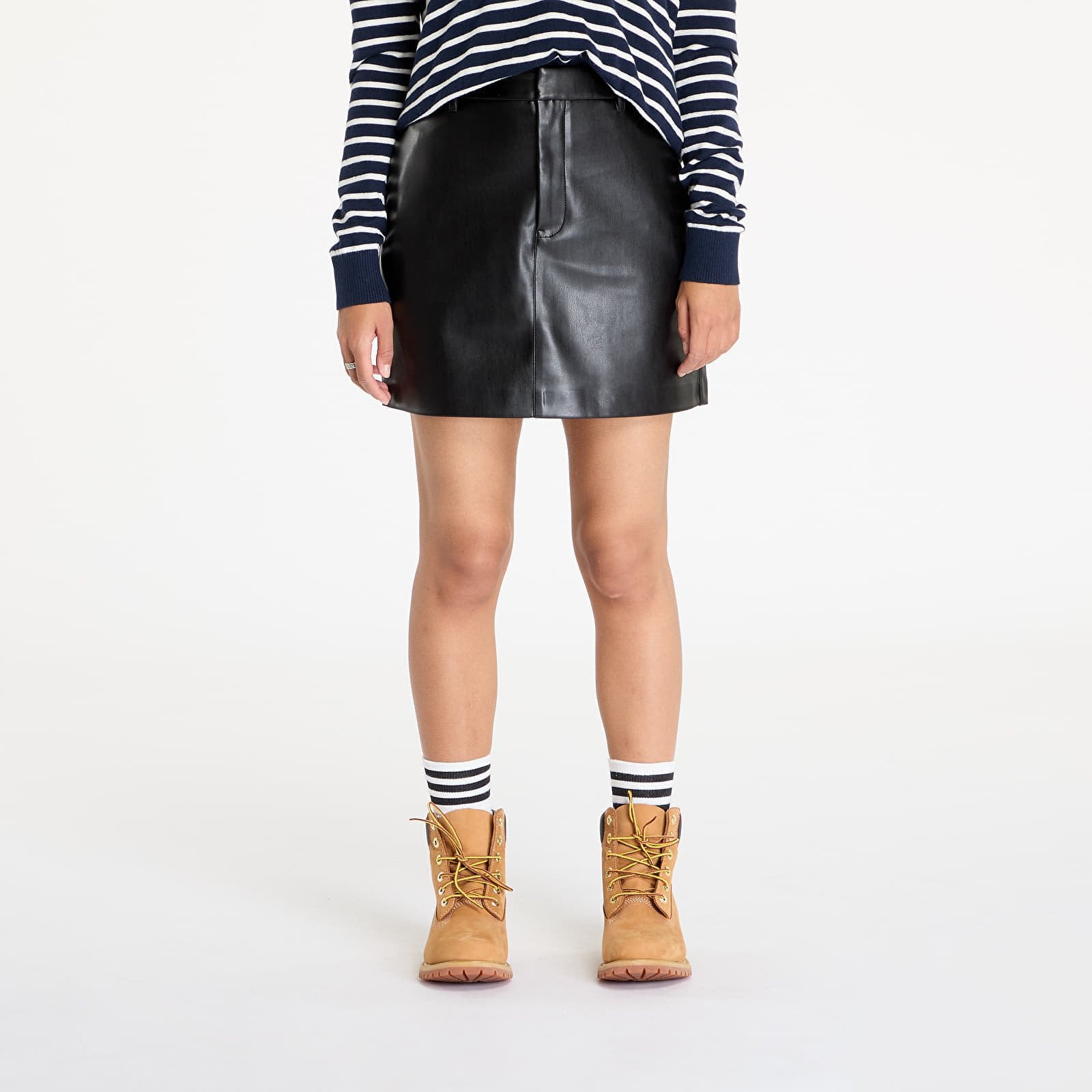 Hameet Calvin Klein Jeans Faux Leather A-Line Skirt Black L