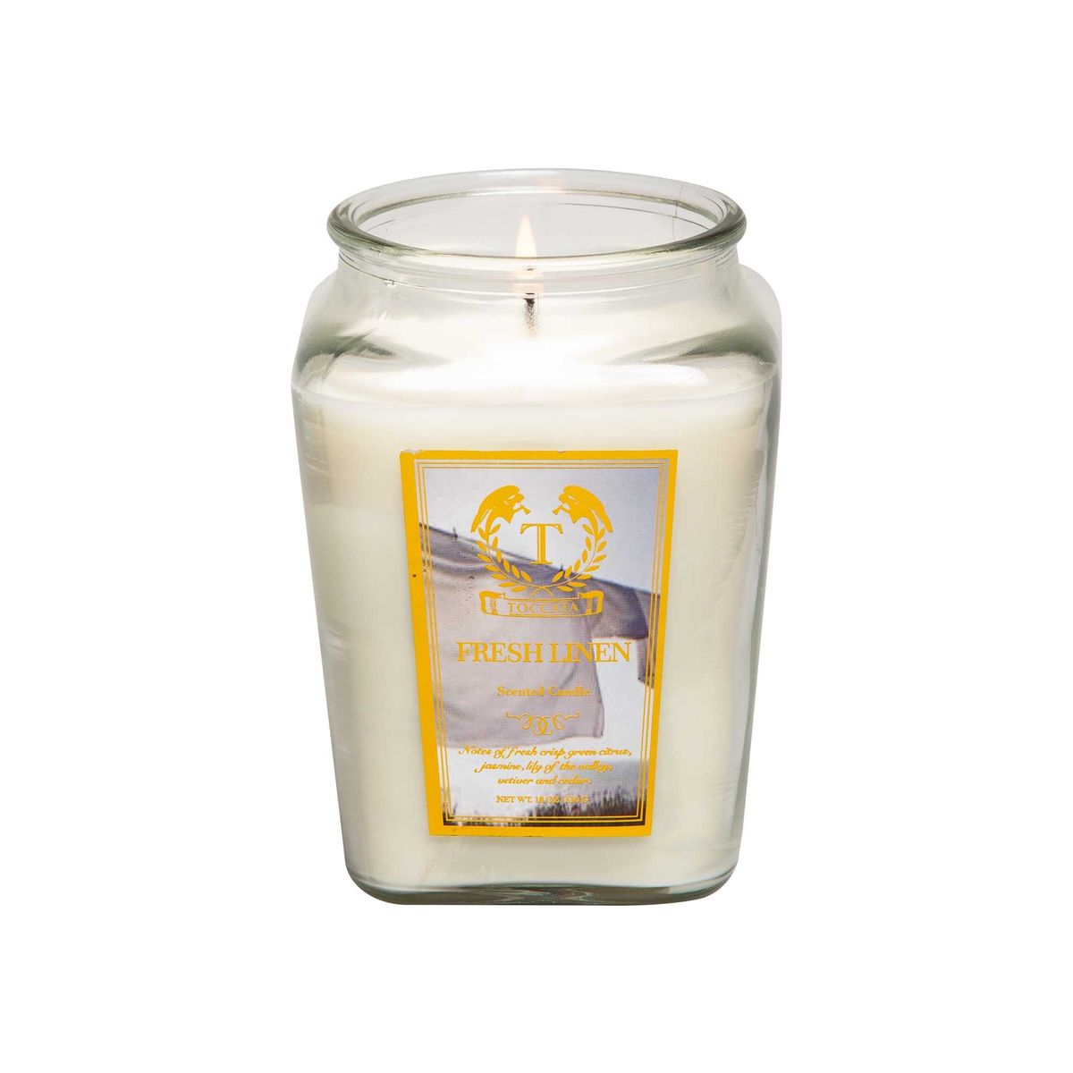 Toccata Aroma Scented Candles in a Diamond Jar, 18 oz. - Fresh Linen
