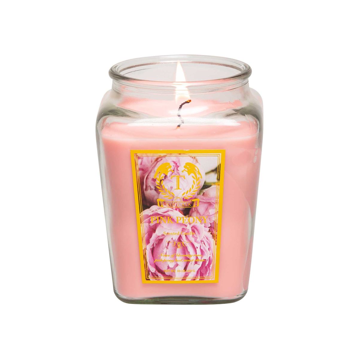 Toccata Aroma Scented Candles in a Diamond Jar, 18 oz. - Pink Peony