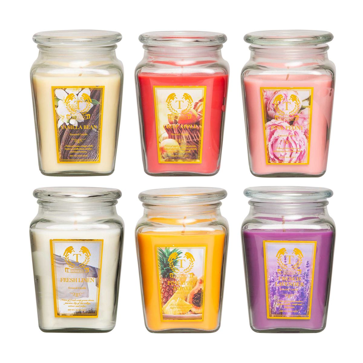 Toccata Aroma Scented Candles in a Diamond Jar, 18 oz. - All 6 Scents