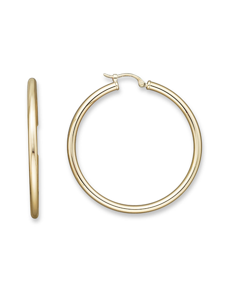 14K Yellow Gold Tube Hoop Earrings - Exclusive
