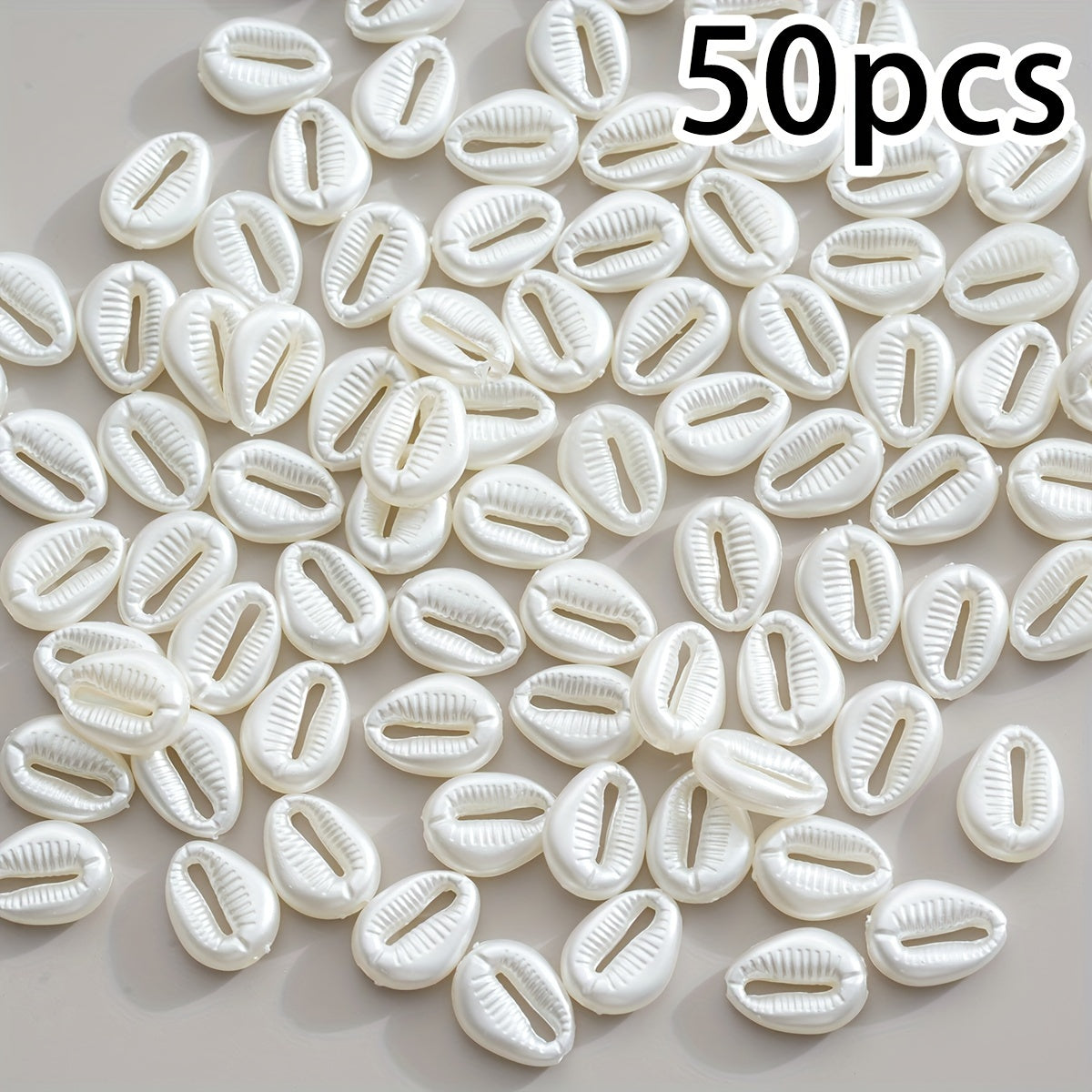 TEMU 50pcs Glossy White Conch-shaped Acrylic Beads, 1.5cm - Ideal For Making, Bracelets, Necklaces, Keychains & Crafts, Jewelry Making Supplies