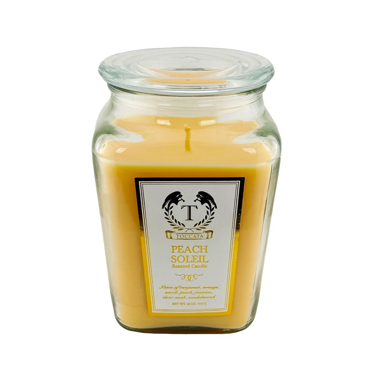 Toccata Aroma Scented Candles in a Diamond Jar, 18 oz. - Peach Soleil