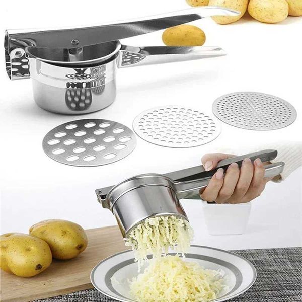 Masher RicerPress Mashed Potatoes Stainless Steel Crushing Puree Fruit Vegetable SqueezerJuicer Press Maker Kitchen ToolsXJ240903