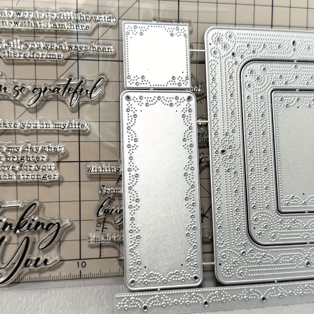 TEMU Sentimentsl Framing Clear Stamp And Metal Cutting Dies Sets For Diy Scrapbooking Photo Album Decorative