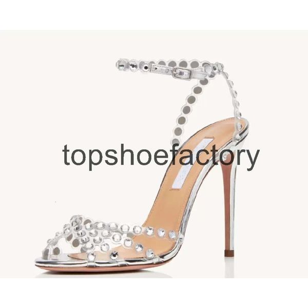 Aquazzuras Famous Fashion Shoes Dress Everyday wear Tequila Leather Sandals Shoes For Women Strappy Design Crystal Embellishments High Heels