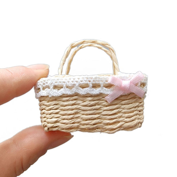 Dollhouse Mini Woven Basket for Kids Supply