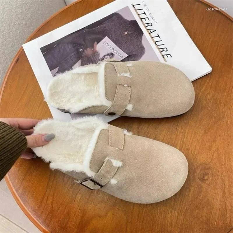 Sandals Ladies Indoor Casual Slippers Winter Women Outdoor Fleece Warm Low Female Mule Fashion For Comfortable