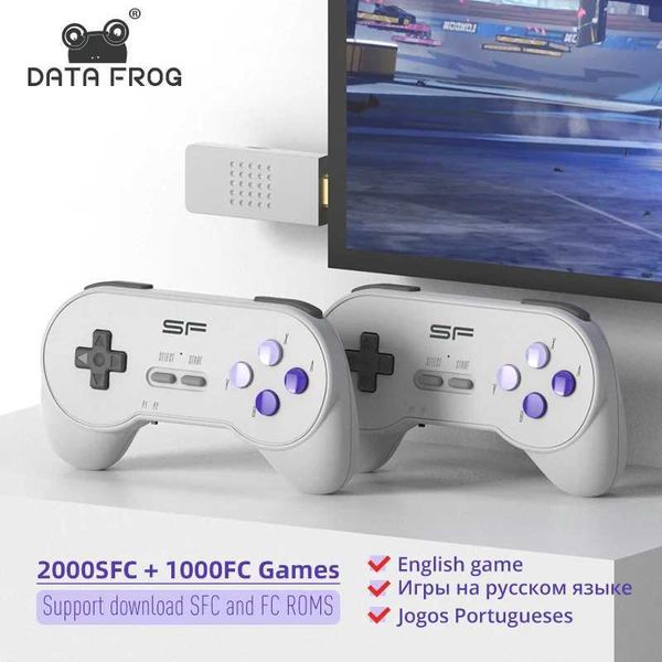 Game machine Data Frog USB Wireless Handheld TV Video Console Build In 3000 Games for SFC Retro Dendy Game Console Portable Retro Game Stick