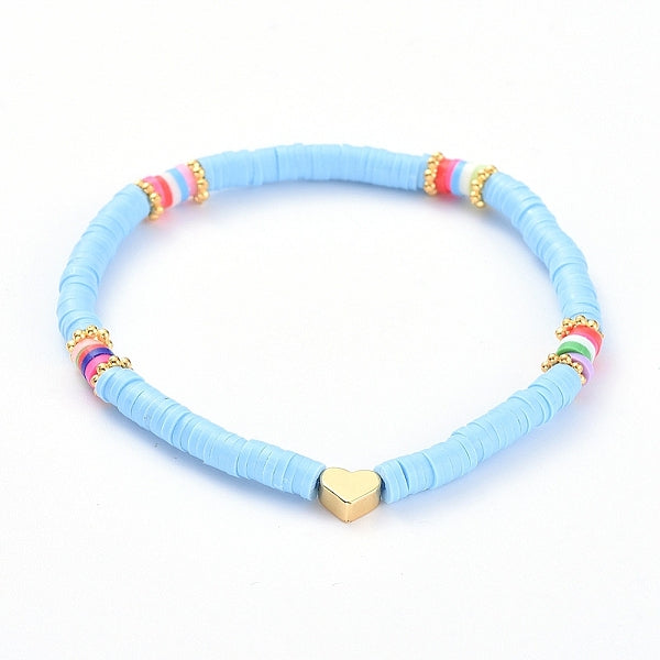 Handmade Polymer Clay Heishi Bead Stretch Bracelets