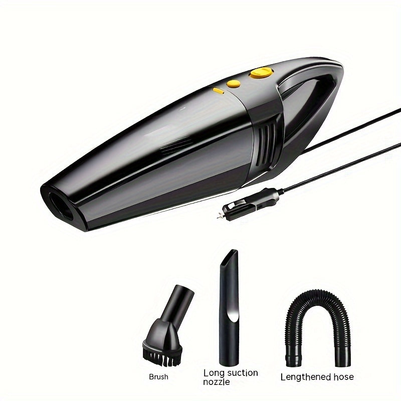 TEMU Compact Wet-dry Car Vacuum Cleaner - Powerful Suction, Easy-to-use, Portable Design For Small Cars, Energy- With Dusting Brush And Crevice Tool