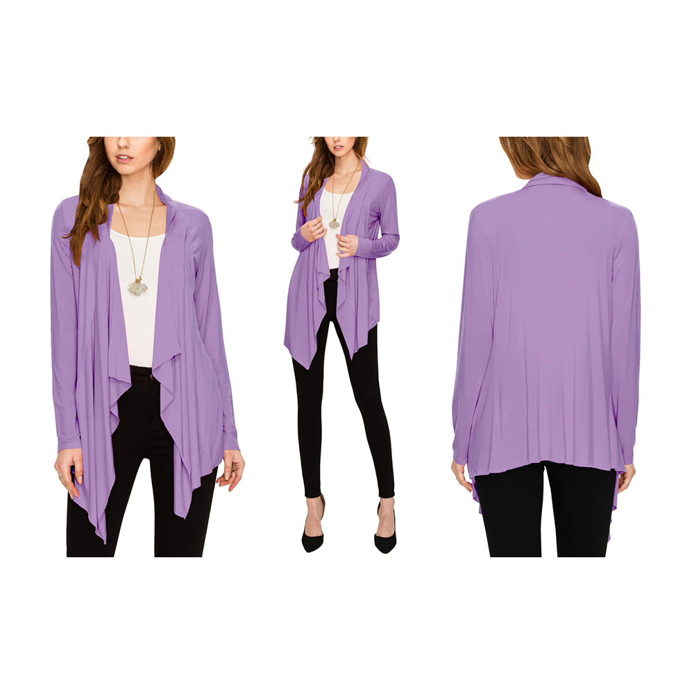 Women's Draped Open Front Cardigan - Lilac - X-Large