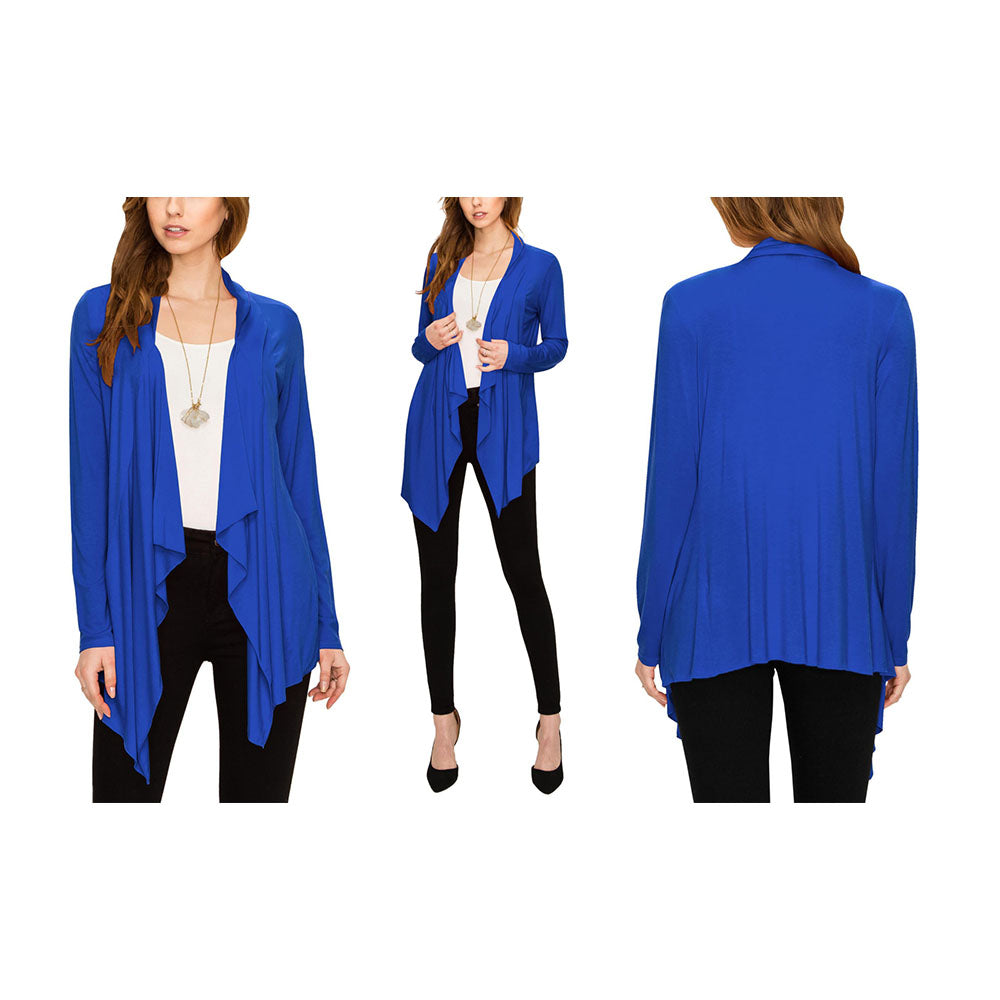 Women's Draped Open Front Cardigan - Royal Brite - Small