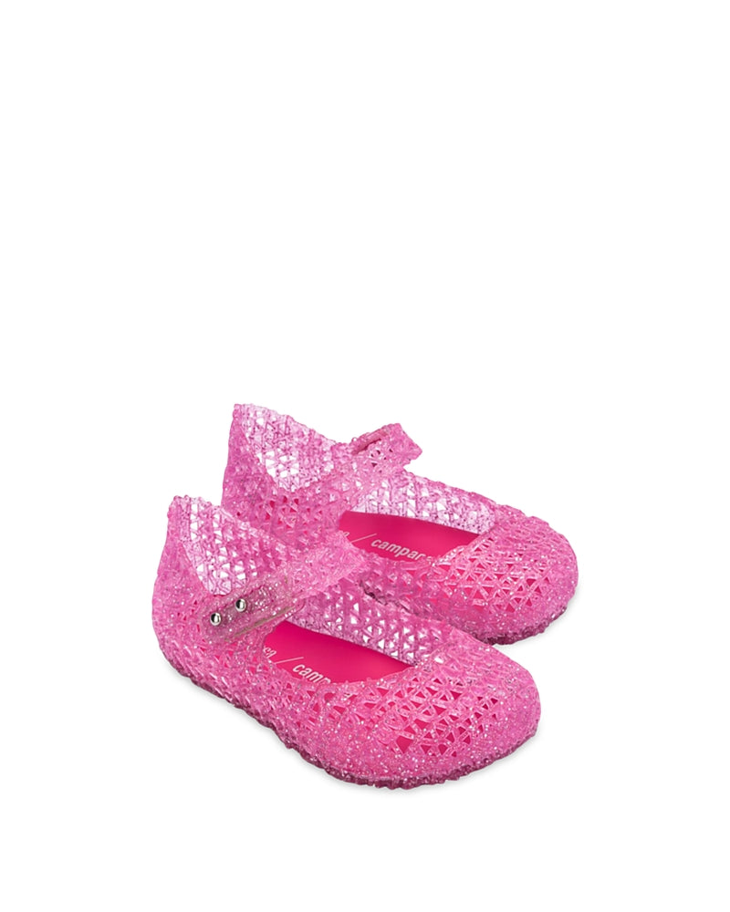 Mini Melissa Girls' Minicampap Glitter Zigzag Mary Jane Flats - Toddler