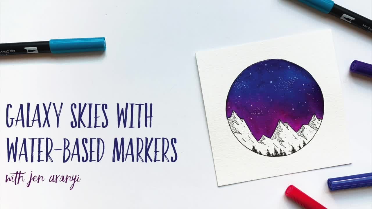 Galaxy Skies with Water-Based Markers