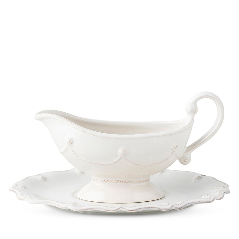 Juliska Berry & Thread Whitewash Sauce Boat and Stand