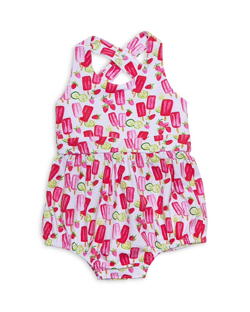 Worthy Threads Girls Cross Back Bubble Romper in Popsicles - Baby, Little Kid