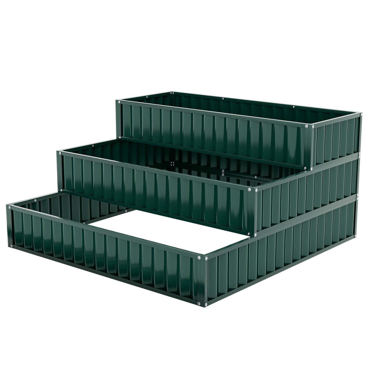 Heavy-Duty Metal Outdoor 3-Tier Raised Garden Bed Planter Box - Costway 1 Piece 3-Tier Raised Ga