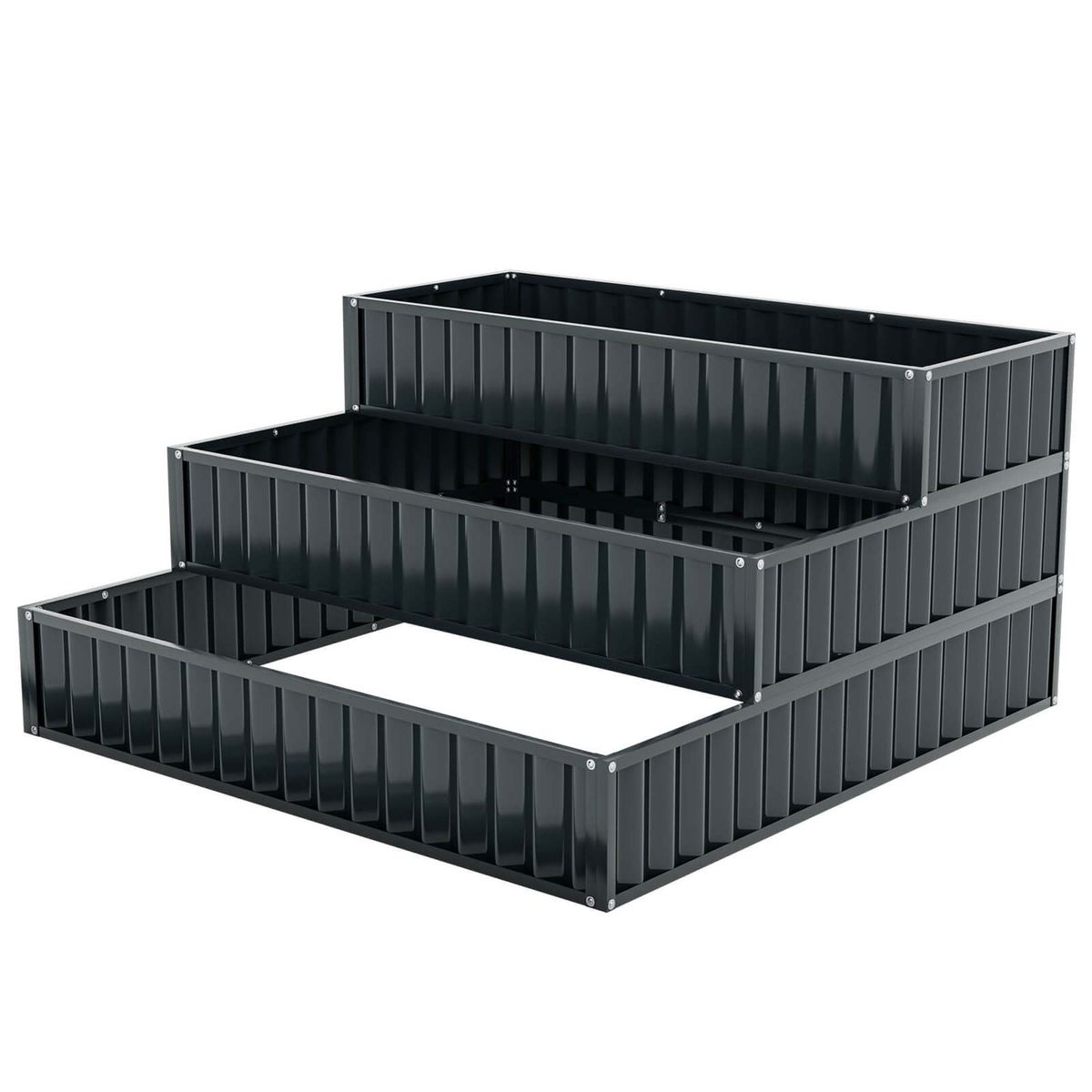 Heavy-Duty Metal Outdoor 3-Tier Raised Garden Bed Planter Box - Costway 1 Piece 3-Tier Raised
